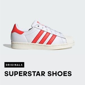 adidas Superstar Sneakers - White with Red Accents